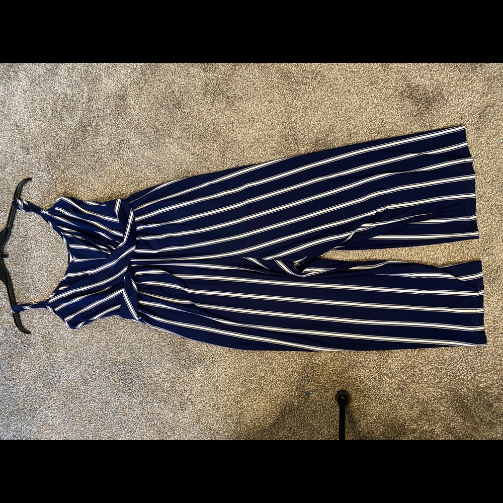 Like New!  Striped V-neck Light Weight Jumpsuit